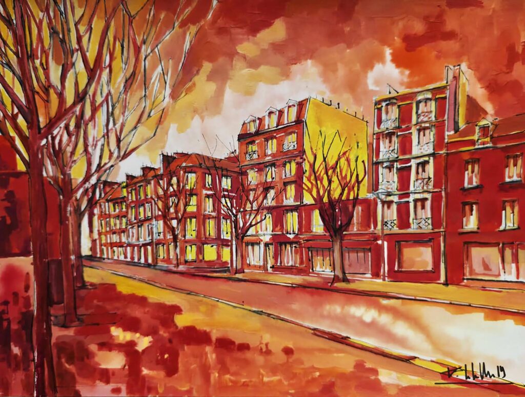 LE HAVRE 1- COURS DE LA REPUBLIQUE-ENCRE ET ACRYLIQUE SUR PAPIER-41 X 31-2019
