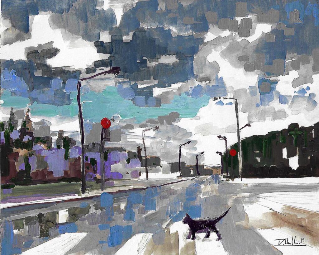 LE HAVRE 5-BEATLE CAT-ACRYLIQUE SUR CARTON-2019