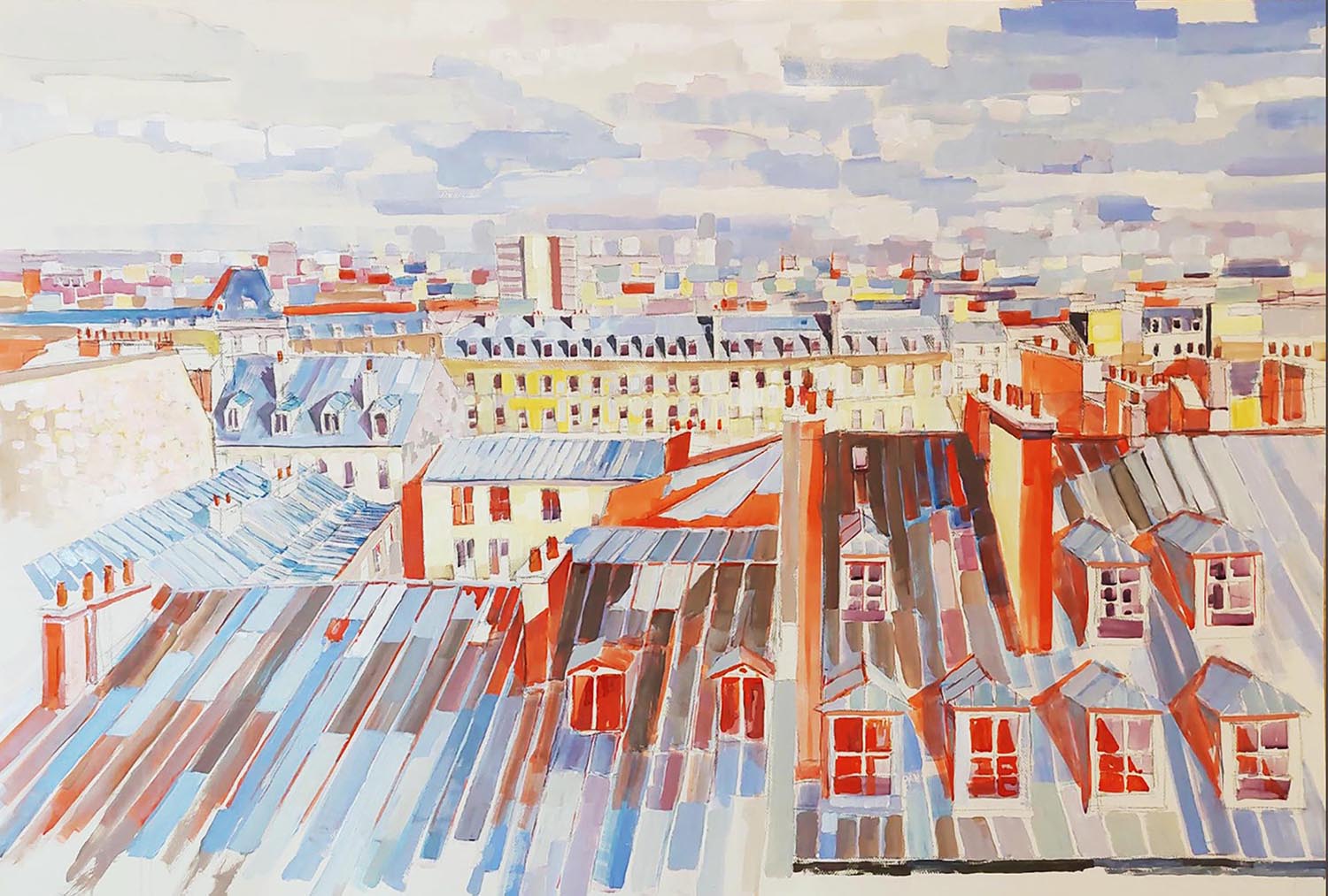 TOITS DE PARIS 8- TOITS DE PARIS-ENCRE ET ACRYLIQUE SUR CARTON-118 X 78-2022